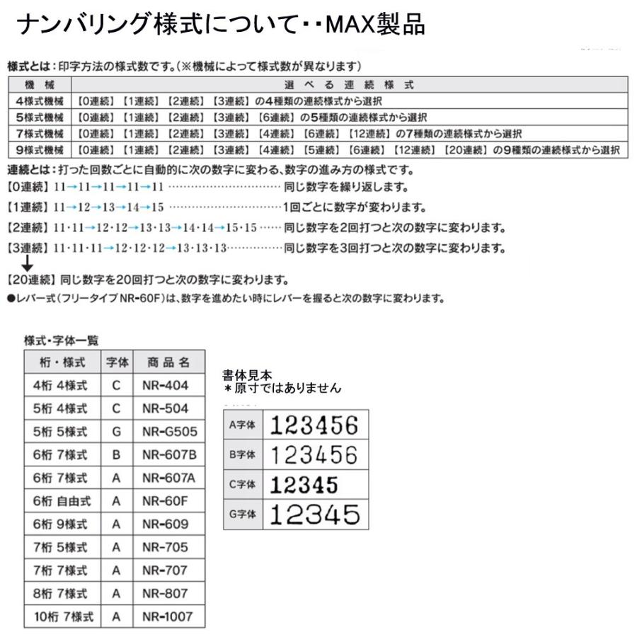 マックス スタンプ ナンバリング 8桁7様式 A字体 NR-807