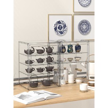 茶具收納盒整理箱防塵杯子收納置物架裝放功夫套裝茶壺茶杯架透明