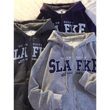 重磅開衫加絨厚衛衣男款春秋冬款潮牌青少年美式連帽薄款拉鏈外套