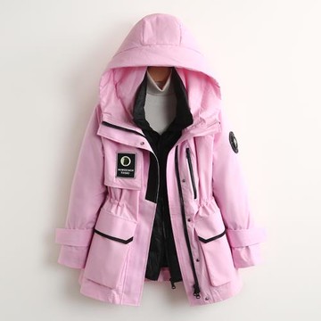 專柜價999【朗】收腰連帽加厚保暖羽絨服兩件套派克服25冬外套女