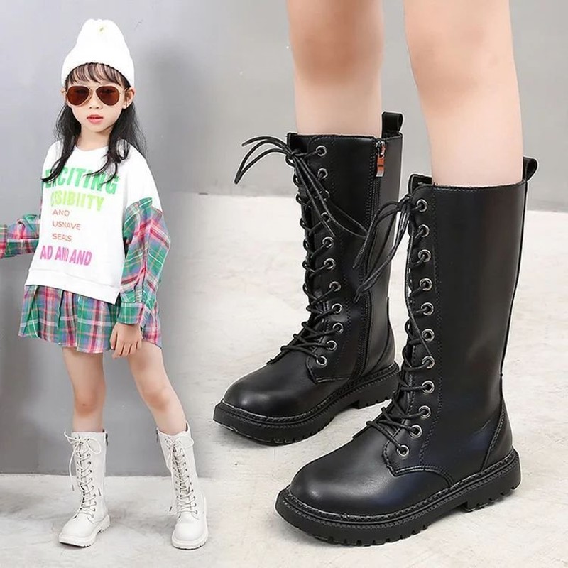 再入荷！キッズブーツ女の子ダンスブーツ編み上げ黒ダンスシューズヒップホップジャズダンスカナヲ白ブーツコスプレアイドル靴ラブライブミド 通販  LINEポイント最大0.5%GET | LINEショッピング