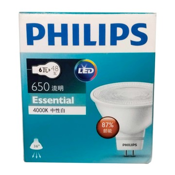 PHILIPS 飛利浦 LED全電壓杯燈 6W 4000K MR16  4000K 中性白  1個