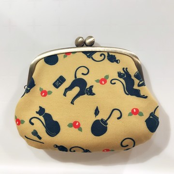 【和夢兔】京都宇治親子型口金包-黑貓(黃)