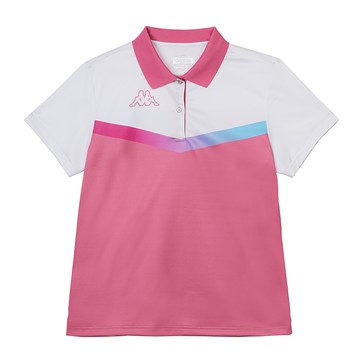 KAPPA義大利時尚吸濕排汗女短袖POLO衫 白 桃粉 351X12W530