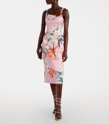 Leo Lin Larissa floral satin midi dress