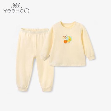 英氏22新款女寶兒童純棉秋衣秋褲睡衣碎花四季內衣YLNKJ00001A01