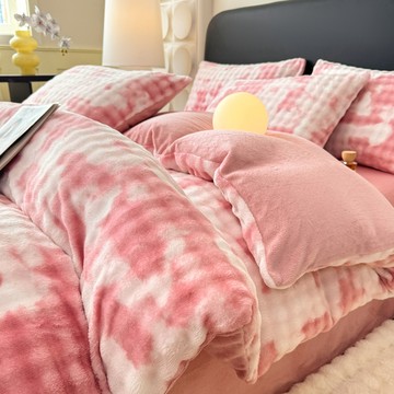 台灣出貨 兔毛絨床包組 床包四件組 加厚床包組 保暖床包組 加絨床包組 冬季床包組 寢具四件組 雙面加絨床包組 單人床包