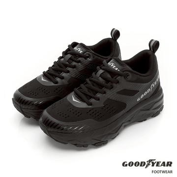 【GOODYEAR】奔馳越野男女款寬楦越野運動鞋-黑