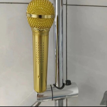 💥臺灣倉庫出貨💥 麥克風 造型 花灑 鋁合金 材質 金屬 手持 話筒 浴室 麥克風 唱淋浴歌 蓮蓬頭