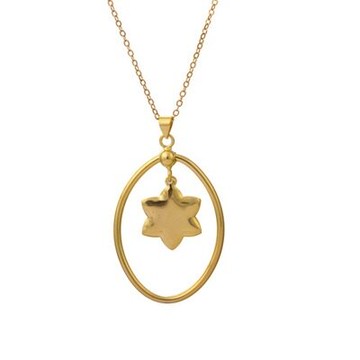 純銀項鍊 鍍18K金吊墜-簡約六芒星造型個性情人節生日禮物女飾品73cu160【獨家進口】【米蘭精品】