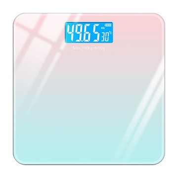 LOT 智能漸層家用電子秤/馬卡龍色鋼化玻璃體重機/液晶螢幕體重秤/成人體重計 附電池 2個  1台  XT-32