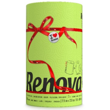 RENOVA 彩色廚房用紙巾_綠色(120張/捲X10組/箱)