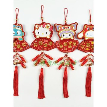 2025香港三麗鷗Sanrio玉桂丑魚大口仔Kitty新年繡花布藝吊飾掛飾