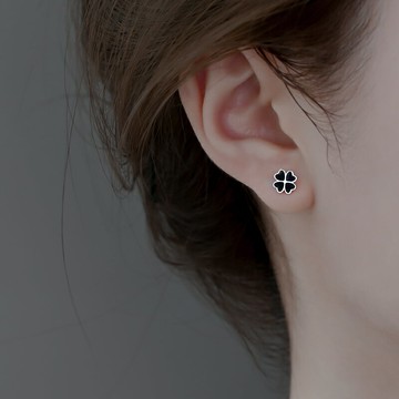 925純銀四葉草耳釘女夏季款2021年新款潮ins簡約耳環氣質小巧耳飾