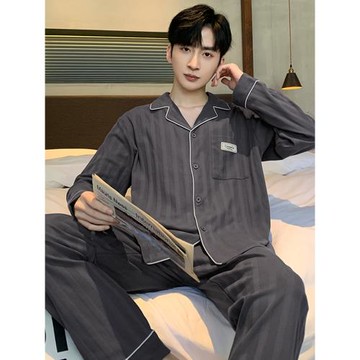 2026新款睡衣男士春秋款純棉長袖冬季天青少年男生全棉家居服套裝