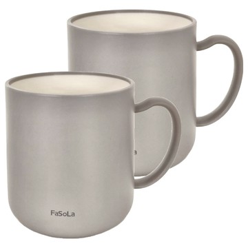 FaSoLa 日式仿陶瓷雙層朝暮口杯 漱口杯 灰色 - 350mL  2個