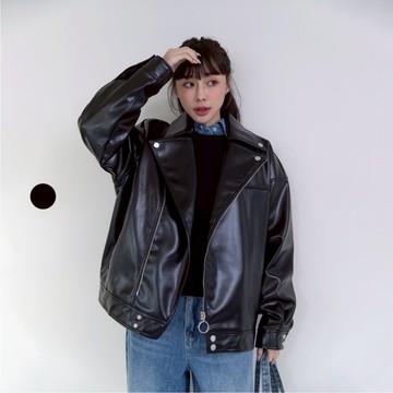 50% Fifty Percent｜復古亮面皮革騎士外套｜02562741005