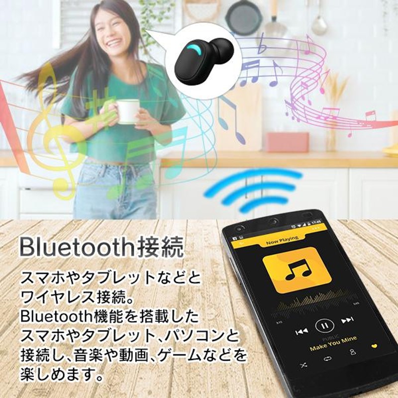 春夏新作 ワイヤレス イヤホン bluetooth5 ブルー iphone Android