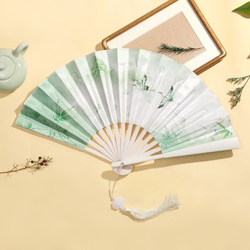 新中式國潮帥氣ins風學生款折扇古風扇夏季日用扇絹扇掛流蘇扇墜 8Z7N