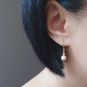 天然香檳淡金 粉膚色 正圓海水珍珠  14Kgf 包金耳環 客製