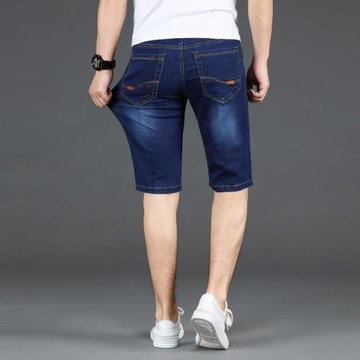 夏季薄款牛仔短褲男彈力五分褲寬松直筒休閑大碼七分中褲5分馬褲