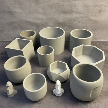 【水泥盆】 手作水泥盆 花盆 盆栽 清水模 多肉 觀葉 小品 辦公室擺設水泥花盆 圓柱型 正方形 盆器最低價【盞樂空間】