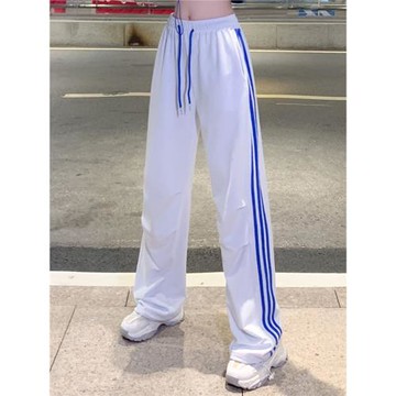 白色運動褲女夏薄款直筒寬松休閑褲2026新款爵士舞跳舞廣場舞褲子