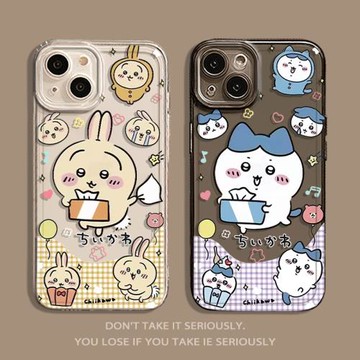 格子chiikawa適用iPhone15蘋果14promax手機殼13小八12mini烏薩奇11獺師吉伊卡哇xs可愛xr透明16新款17女plus