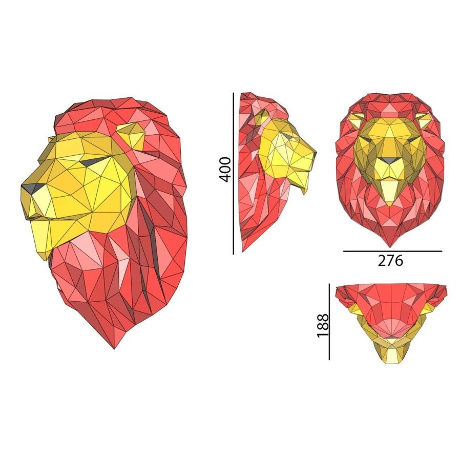 ペーパークラフト ライオン 動物 顔 頭 壁 ３D 立体 折り紙 オブジェ 大きい