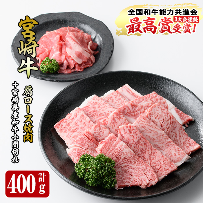 宮崎牛肩ロース焼肉(300g)宮崎県産和牛小間切れ(100g)