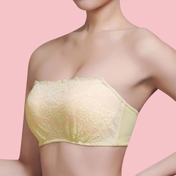 [EASY SHOP] 夢幻蕾絲-塑片穩定支撐跳不落平口內衣-雅緻黃