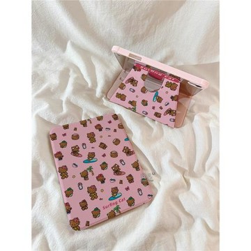 卡通沖浪貓咪適用iPadmini7保護殼360旋轉支架iPad Air6帶筆槽11英寸10.2新款2024ipadPro13平板套10.9寸