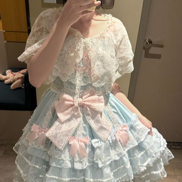 【出片神器】夏季遮肉外搭開衫 洛麗塔小披肩 lolita披肩 蕾絲開衫女 蕾絲罩衫 蕾絲背心外搭 禮服披肩 蕾絲披肩