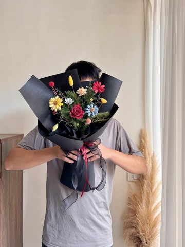 我們的夜景 紅玫瑰永生花束 情人節花束