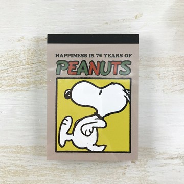 日本製 Peanuts 史努比 snoopy 75th 周年紀念款 迷你便條紙(黃色)-日本直送，現貨在台｜小鶴日貨