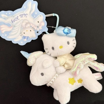 日本原單獨角獸helloKitty毛絨玩具少女心愛心扣