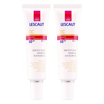 LESCAUT 礦采無瑕防曬隔離霜SPF50 高係數防曬 隔離修飾 打造健康美肌  30ml  2入