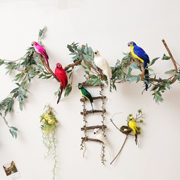 仿真小鳥鸚鵡擺件陽臺室外庭院擺件花園景觀裝飾森系廚窗幼兒園