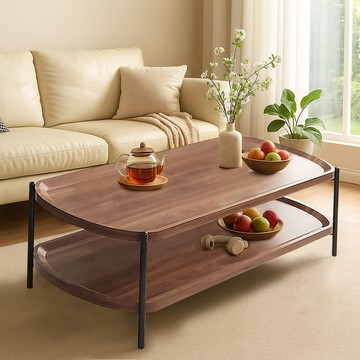 【AOTTO】簡約圓弧雙層客廳大茶几-120公分(茶几 客聽桌 桌子)