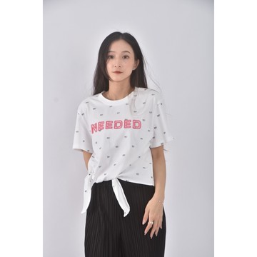 (S) needed棉質刺繡純棉白色短袖上衣二手衣