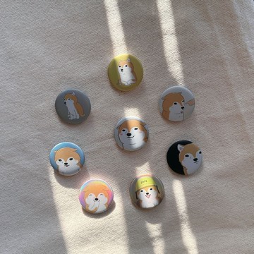 迷因柴柴 彩虹雷射胸章 3.2cm