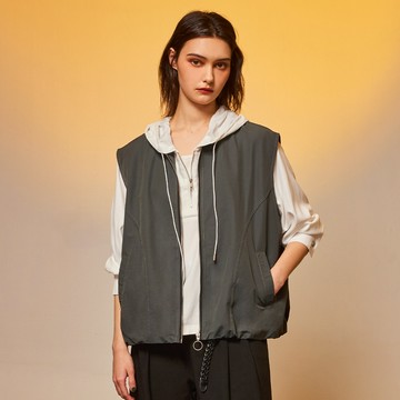 繭型立體剪裁造型背心外套_灰色【MON'S 流行服飾】