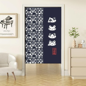 【嵐楓居家】日式長式開運門簾85X180CM（買送伸縮桿再送門簾掛勾）-開運貓85*180一片式_廠商直送