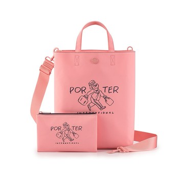 【PORTER INTERNATIONAL】歡快特調 GAPPY系列 托特包(附收納包)(蜜桃粉)