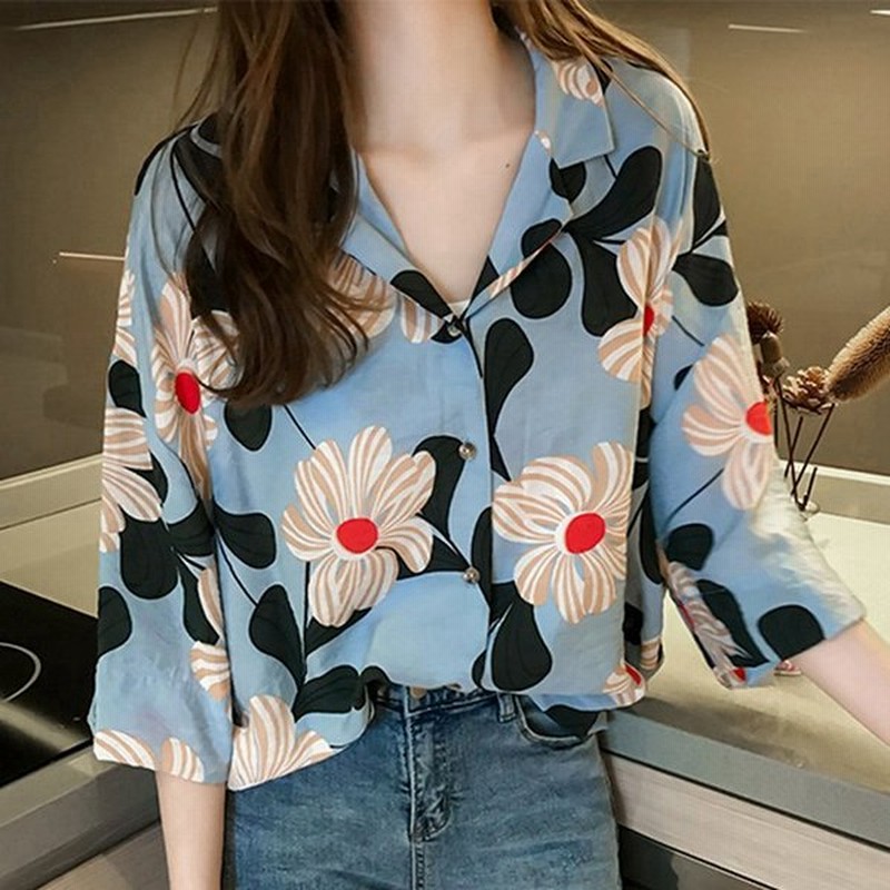 柄シャツ レディース 半袖 アロハシャツ 半袖 夏トップス 花柄 ボタニカル 前結び 青 黄色 オーバーシルエット 七分袖 ゆったり プリントシャツ 夏 サマー 通販 Lineポイント最大get Lineショッピング