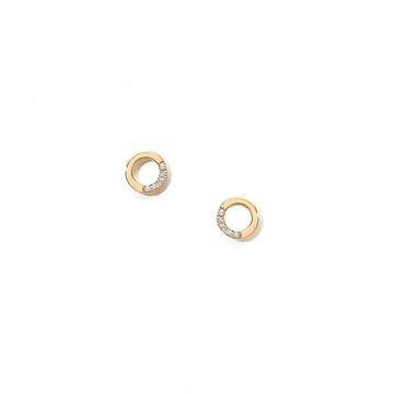 簡約圓型寶石耳環 925銀厚鍍18K金 Circle Earring