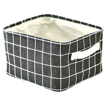 棉麻收納籃 Set 6個 NS.G054 每個重量74g  20 x 13 x 16cm  黑格  1組
