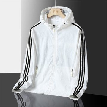[米蘭精品] 現貨+預購 男涼感防曬衣防曬外套三條槓夏季連帽戶外釣魚服薄版夾克-男外套4色74lg50