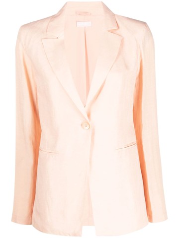LIU JO - notched-lapel single-breasted blazer - women - Linen/Flax/Polyester/Lyocell - 46 - Pink