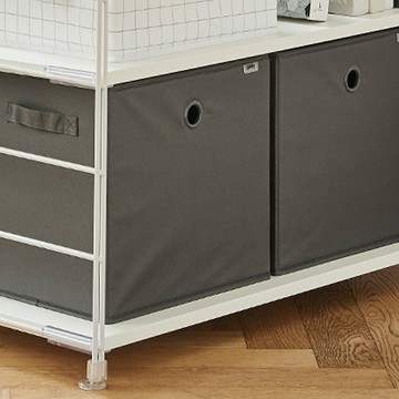 漢森 Sam系列聚酯纖維大型附蓋收納籃組  灰色  大型  2組